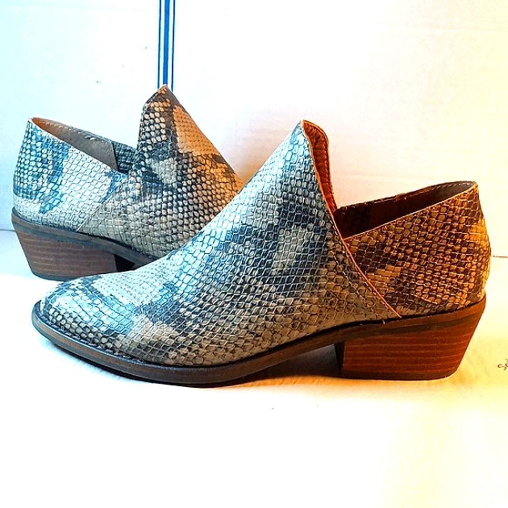 Lucky Brand LK-Fausst Chinchilla Slither Snake Print Slip On Booties Sz …